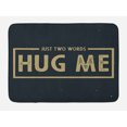 thumbnail image 1 of Hug Bath Mat, Modernistic Square Stamp Like Romantic Text Just 2 Words Hug Me, Plush Bathroom Decor Mat with Non Slip Backing, 29.5" X 17.5", Dark Tan Dark Night Blue, by Ambesonne, 1 of 2