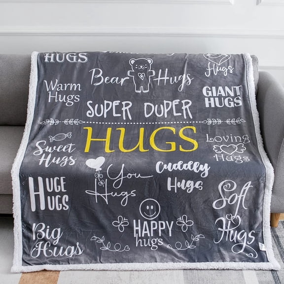 Hug Blanket Gifts for Loved One - Cosy Sherpa Fleece Blanket, Machine Washable Plush Blankets Gifts, Heartwarming Sentimental, Get Well Soon Gifts for Women (Flannel Fleece, Coral Blue)