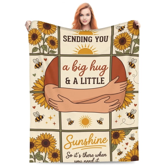 Hug Blanket for Women, Soft Flannel Comfort Throw, Thinking of You Inspirational Gift, Cozy Blanket for Couch Bed, Lightweight and Warm 50x40