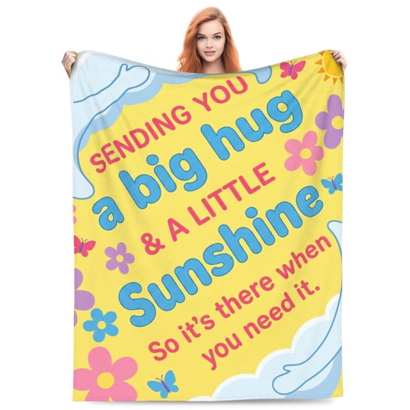 Hug Blanket for Women, Soft Flannel Comfort Throw, Thinking of You Inspirational Gift, Cozy Blanket for Couch Bed, Lightweight and Warm 50x40