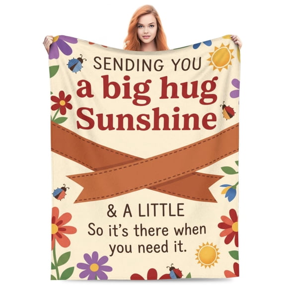 Hug Blanket for Women, Soft Flannel Comfort Throw, Thinking of You Inspirational Gift, Cozy Blanket for Couch Bed, Lightweight and Warm 50x40