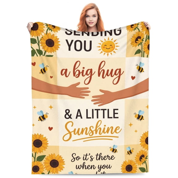 Hug Blanket for Women, Soft Flannel Comfort Throw, Thinking of You Inspirational Gift, Cozy Blanket for Couch Bed, Lightweight and Warm 50x40