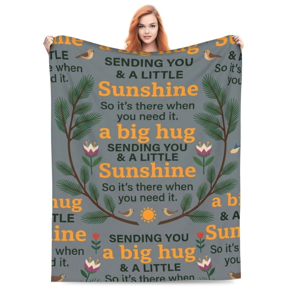 Hug Blanket for Women, Soft Flannel Comfort Throw, Thinking of You Inspirational Gift, Cozy Blanket for Couch Bed, Lightweight and Warm 50x40