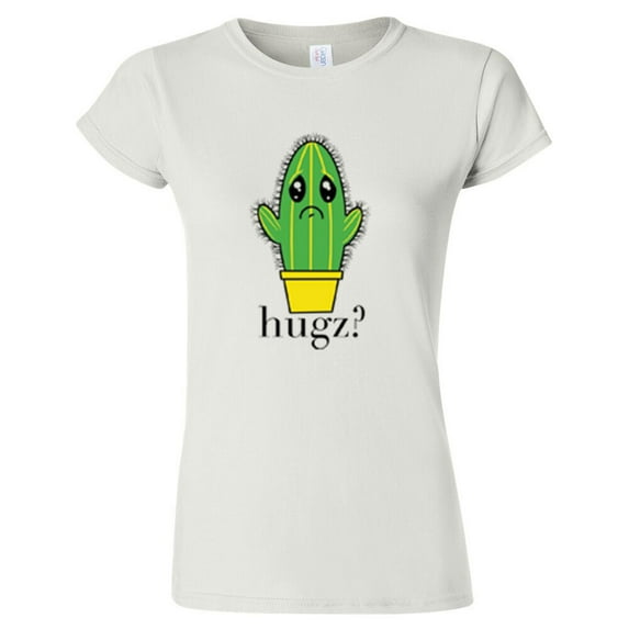 Hug Cactus Women Funny T-Shirt Lady Tee Party Beach Outfit Color White Small