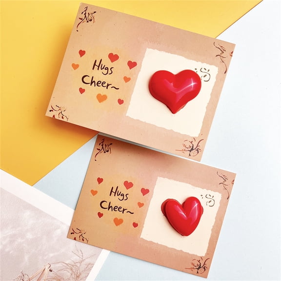 Hug Card Valentine's Day Gift Card Heart Shaped Glossy Greeting Card Love Confession Card Gifts for Him Her Boyfriend Girlfriend Anniversary A