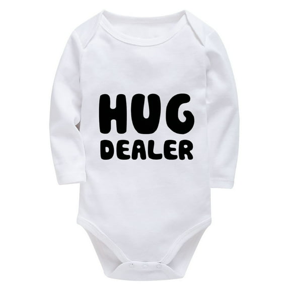 Hug Dealer Newborn Onesie Baby Girl Long Sleeve Boys Onesie White Baby Clothes Unisex 3-6 Months
