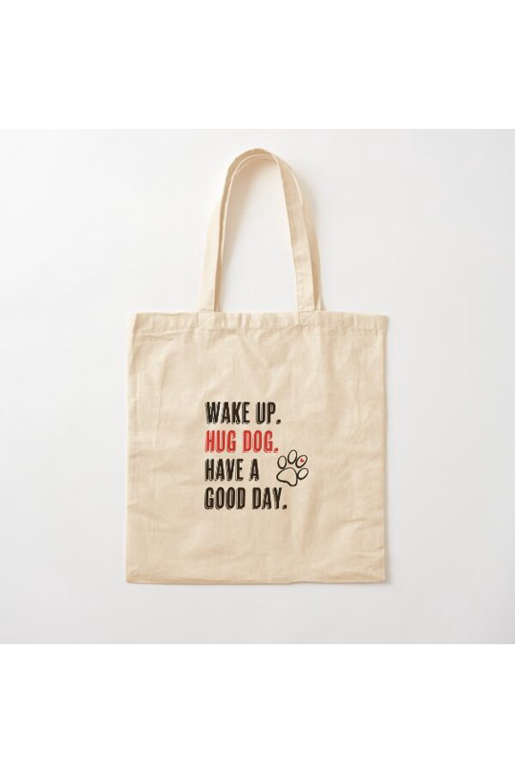 Hug Dog Canvas Tote Bags, Reusable Shopping Bag