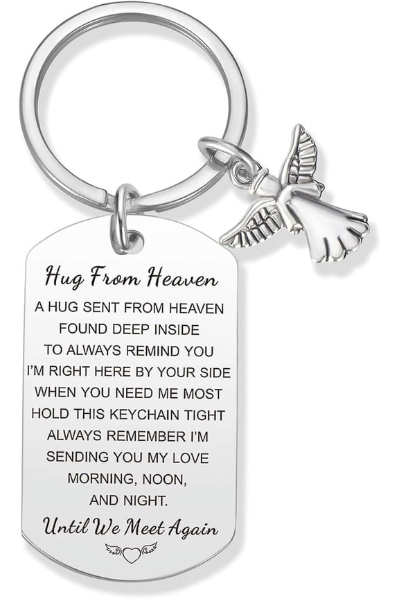 Hug From Heaven Keychain Sympathy Gifts for Loss of Mom Dad Loved One Until We Meet Again Memorial Remembrance Gifts