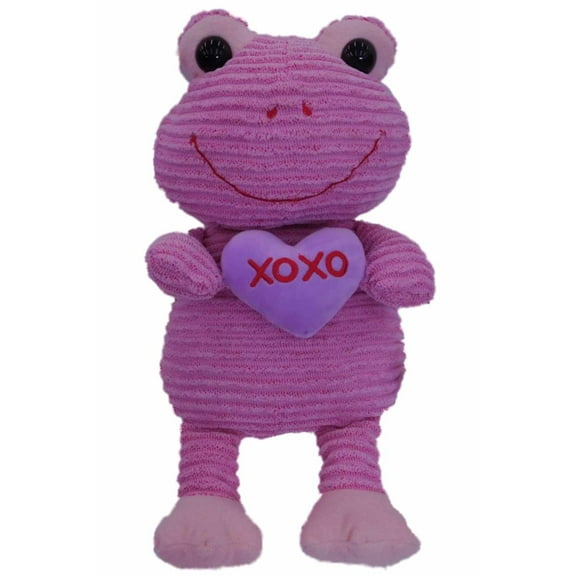 Hug Fun Ribbed Cord Knit Pink Frog 14" Stuffed Animal Pal Plush Toad