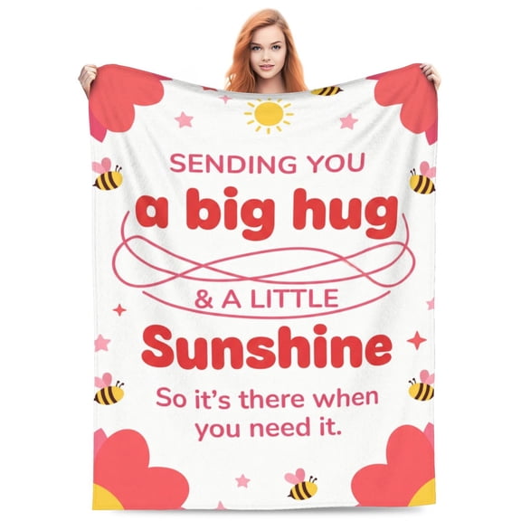Hug Gift Blanket, Soft Flannel Throw for Women, Thinking of You Inspirational Gift, Cozy Comfort Blanket for Couch Bed, Lightweight and Warm 50x40