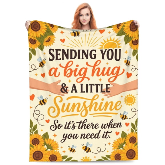 Hug Gift Blanket, Soft Flannel Throw for Women, Thinking of You Inspirational Gift, Cozy Comfort Blanket for Couch Bed, Lightweight and Warm 50x40