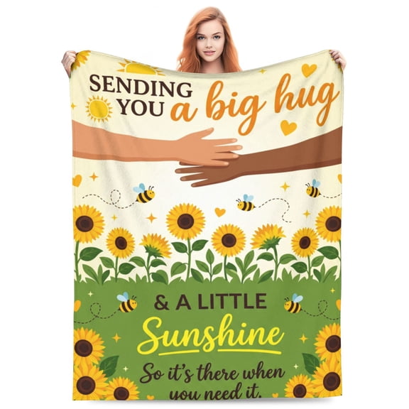 Hug Gift Blanket, Soft Flannel Throw for Women, Thinking of You Inspirational Gift, Cozy Comfort Blanket for Couch Bed, Lightweight and Warm 50x40