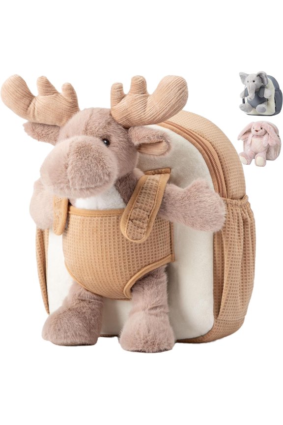 Hug & Go(TM) Reindeer Backpack - Soft Plush Bag with Take-Along for Aged 2-4 | Ideal for | Travel & Birthday Gifts