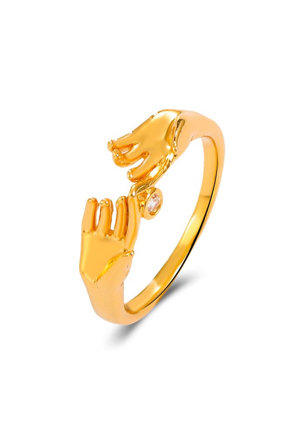 Hug Hand Ring Retro Simple Zircon Love Couple
