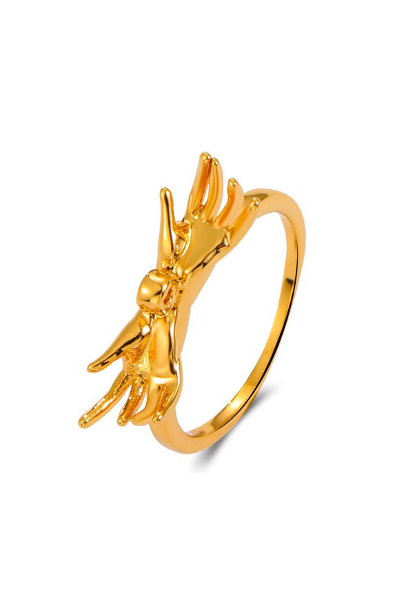 Hug Hand Ring Retro Simple Zircon Love Couple