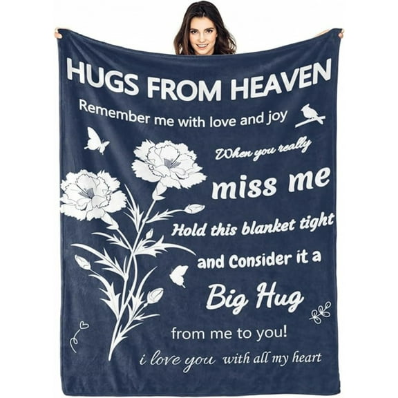 Hug from Heaven Blankets, Memorial Blanket, Sympathy Blanket for Loss of Loved One, Best Bereavement Gifts Idea, Condolences Gifts for Loss One, In Memory of Dad Mom Grandma Grandpa,