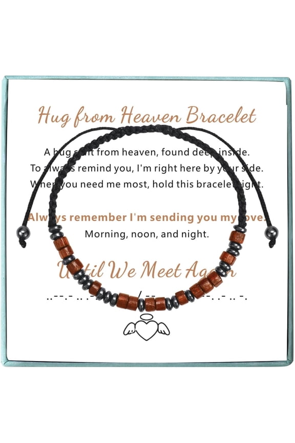 Hug from Heaven Bracelet, Morse Code Bracelets for Women Men, Sympathy Gifts Loss of Loved One Until We Meet Again Memorial Bangle Remembrance Jewelry