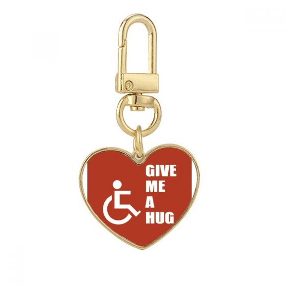 Hug Help Body Disability Lucky Gold Heart Keychain Metal Keyring Holder