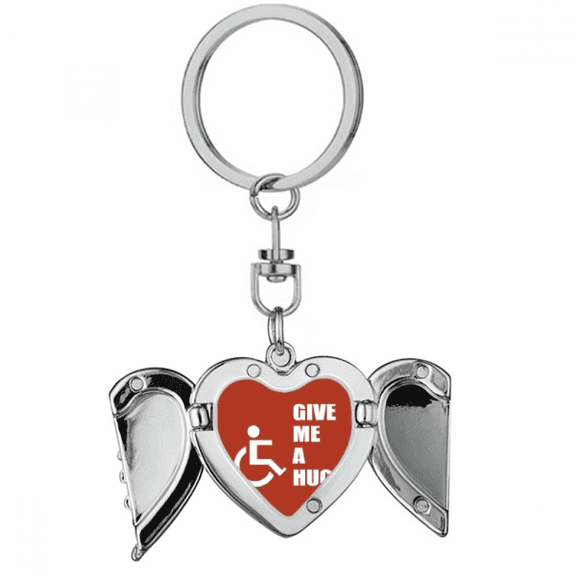 Hug Help Body Disability Lucky Heart Angel Wing Key Chain Holder
