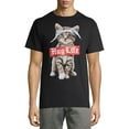 thumbnail image 1 of Teelocity Men's Funny Cute Hug Life Gangster Cat in Bandana Black Relaxed Fit Short Sleeve Graphic T-Shirt, 1 of 6