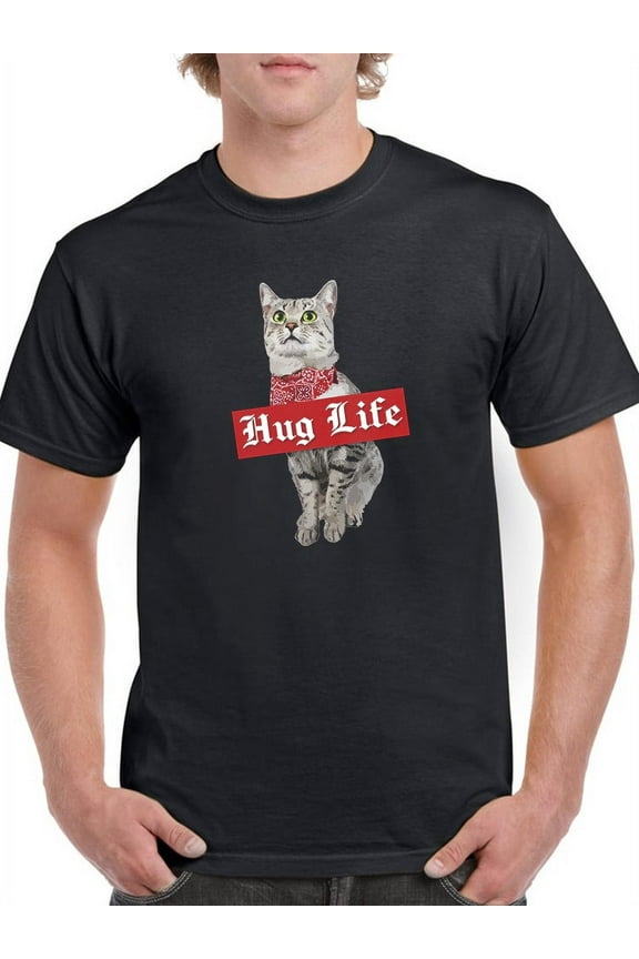Hug Life Cat T-Shirt Men -GoatDeals Designs, Male 3X-Large