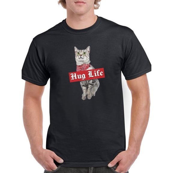 Hug Life Cat T-Shirt Men -GoatDeals Designs, Male x-Large