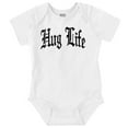thumbnail image 1 of Hug Life Tattoo Letters Font Funny Romper Boys or Girls Infant Baby Brisco Brands NB, 1 of 6