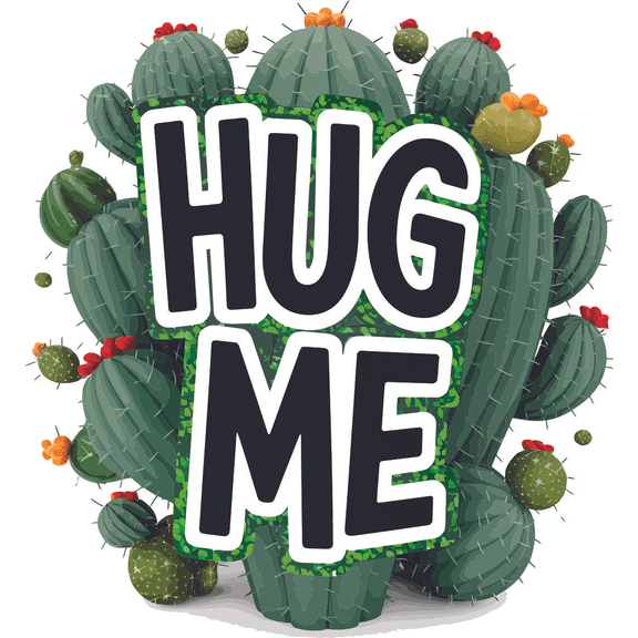 Hug Me Cactus Bold Statement Quote for Dorm Office Quotes Unique Funny Humor Saying Wall Art Sticker Designs Vinyl Stickers For Home House Walls Rooms Windows Bedroom Decoration Size (20x20 inch)