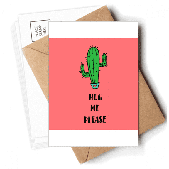 Hug Me Please Cactus Art Deco  Fashion Postcards Envelopes Blank Note Cards Mailing