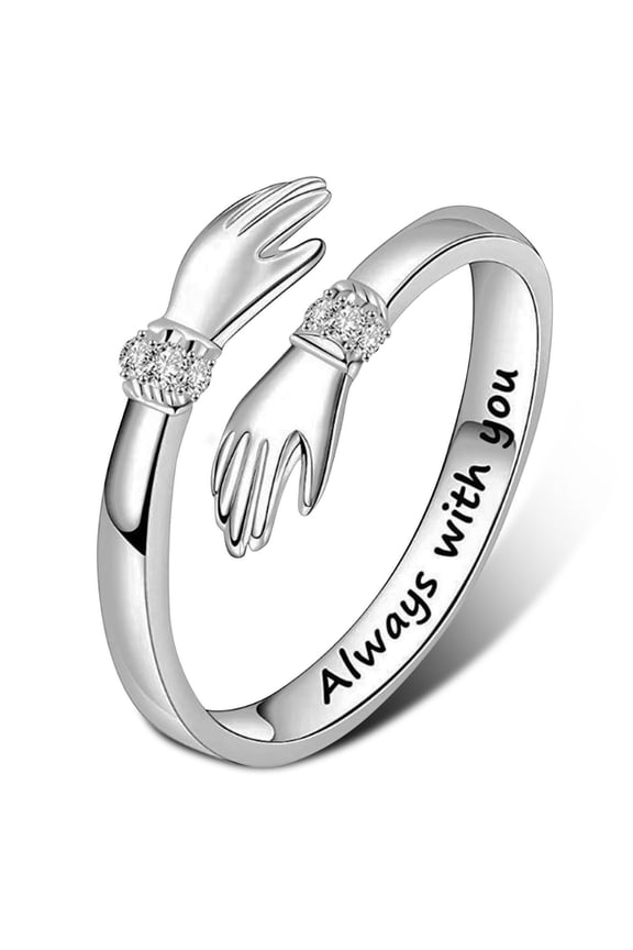 Hug Open Promise Antique Vintage Finger Band-Ring Adjustable Engagement Wedding Band-Ring Jewelry Gift