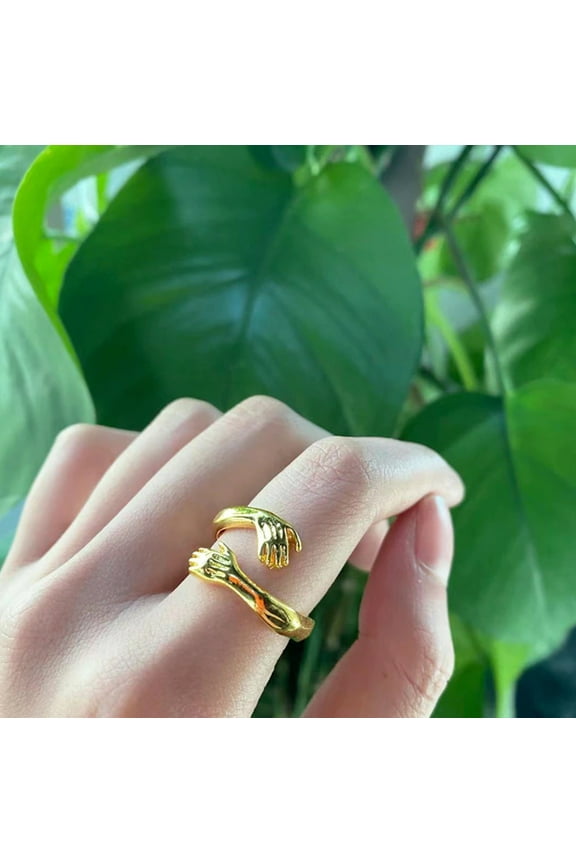 Hug Ring Couple Love Gift, Hand Friendship Ring, Hugging adjustable Ring