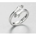 thumbnail image 1 of Hug Ring Couple Love Gift, Hand Friendship Ring, Hugging adjustable Ring, 1 of 10