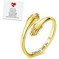 thumbnail image 1 of Hug Rings for Women Silver Hugging Hands Ring Adjustable 14K Gold Plated Daughter Rings from Mom Jewelry for Couples, 1 of 5