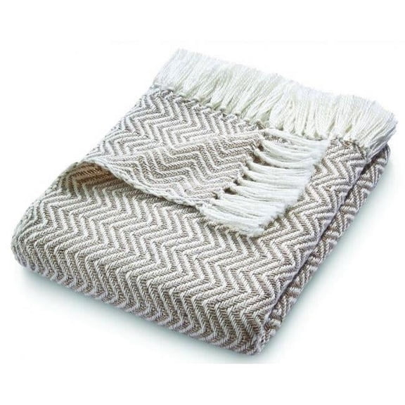 Hug Rug T903 Woven Throw - Herringbone Natural