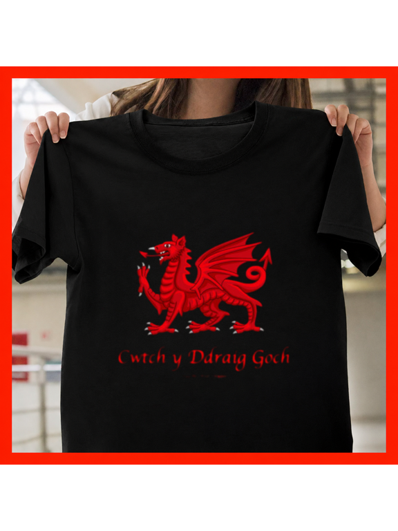 Hug The Red Dragon Welsh Celtic Pride Cymru Mythical Wyrm Beast Unisex T-Shirt, S-3XL