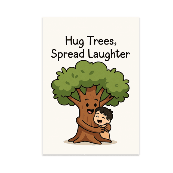 Hug Trees Spread Laughter - Nature Lover - 13x19 Poster Print