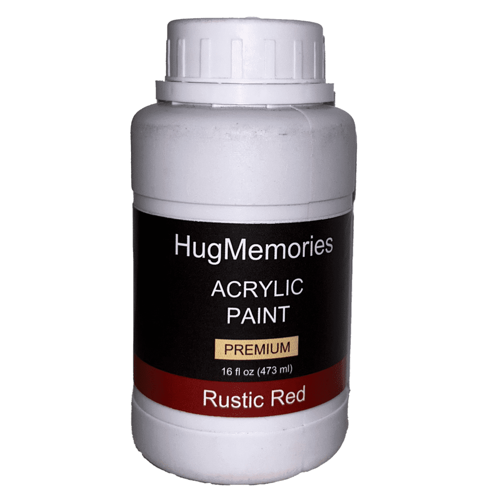 HugMemories Acrylic Paint Rusted Red, 16oz/473ml Large Bottle Red Paint