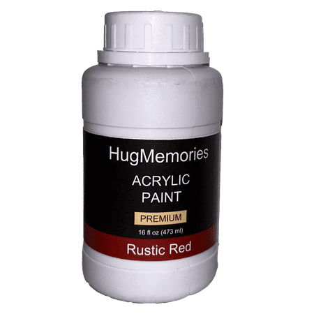 HugMemories Acrylic Paint Rusted Red, 16oz/473ml Large Bottle Red Paint