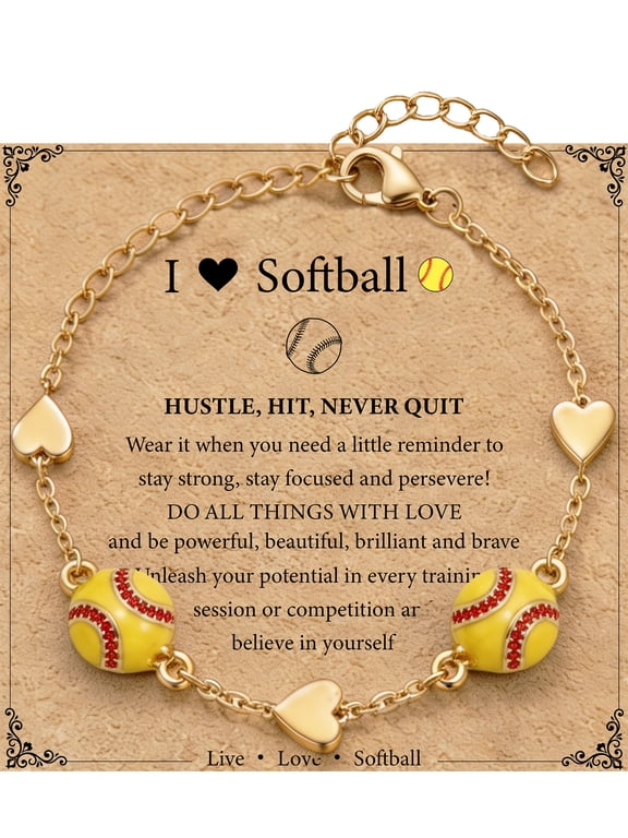 Softball Bracelets, Softball Senior Night Gifts, Softball Gifts for Team Teen Players Coach with Love Heart