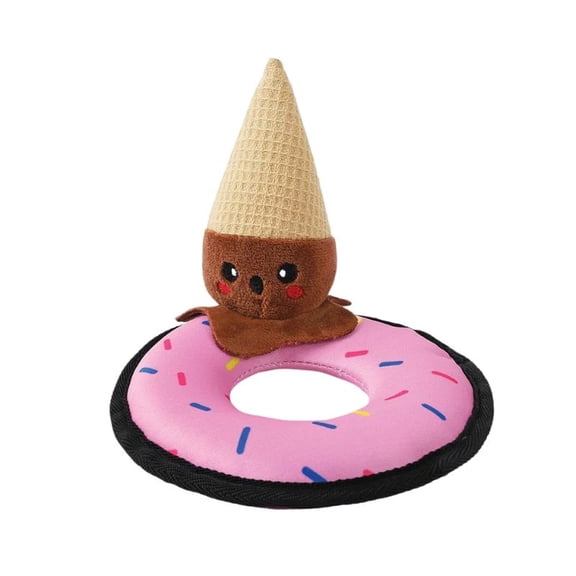 HugSmart Ice Cream Dog Toy  Plush Summer Floatie with Squeaker for Small Dogs