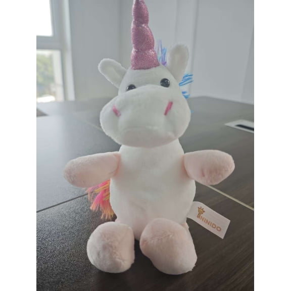 Hugberry Bean Bag Buddy Unicorn Stuffed Animal with Rainbow Mane and Tail, 8 Inch