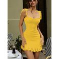thumbnail image 1 of Hugcitar 2025 Elegant Solid Slips Ruffles Backless Bandage Patchwork Sexy Slim Mini Dress Women Outfits Birthday Party Vacation, 1 of 10