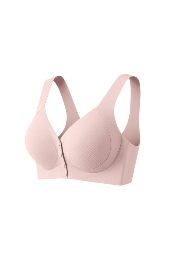 Front Close Bras for Older Women, Women's Front Closure Full Coverage Supportive Bra Soft Post Surgery Mastectomy Bra No Wire Bras for Women Light Pink XL
