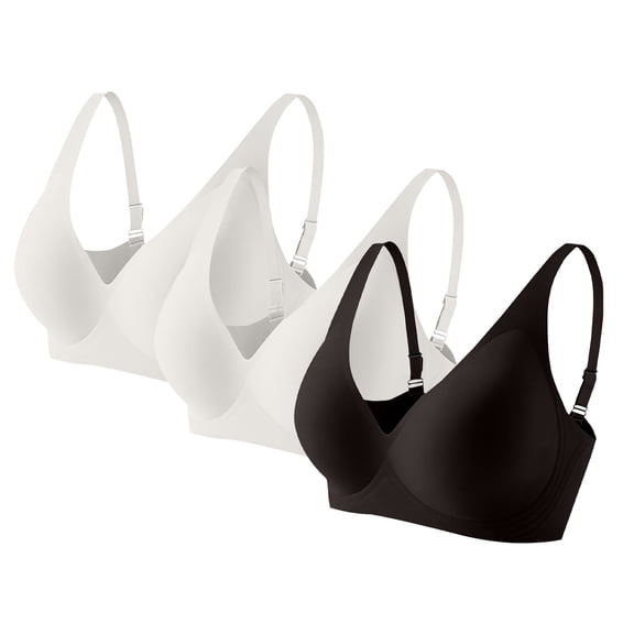 Hugcore Ladies Bras 3-Pack Wireless Bras for Women Comfort T Shirt Bra Gather Bra, No Wire Unlined Comfort Soft for Sleep Bra Pack J M