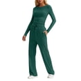 thumbnail image 1 of Hugcore Matching Sets Women Clothing Women's Lounge Sets 2 Piece Long Sleeve Casual Yoga Sets Two Piece Y2K Casual Outfits Workout Sets for Women Long Sleeve Blackish Green L, 1 of 6