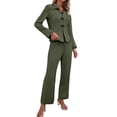 thumbnail image 1 of Hugcore Ribbed Lounge Sets for Women, Ribbed Pajama Sets for Women Pullover V Neck Long Sleeve Sleepwear Matching Comfy Long Pants Outfits Ladies Pajamas Sets Green 2XL, 1 of 5