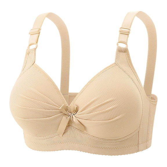Hugcore Seamless Bras for Women Women's Comfortable Bra for Daily Wear Full Coverage Push Up Wirefree Bras with Support Wireless Bras for Women Beige A