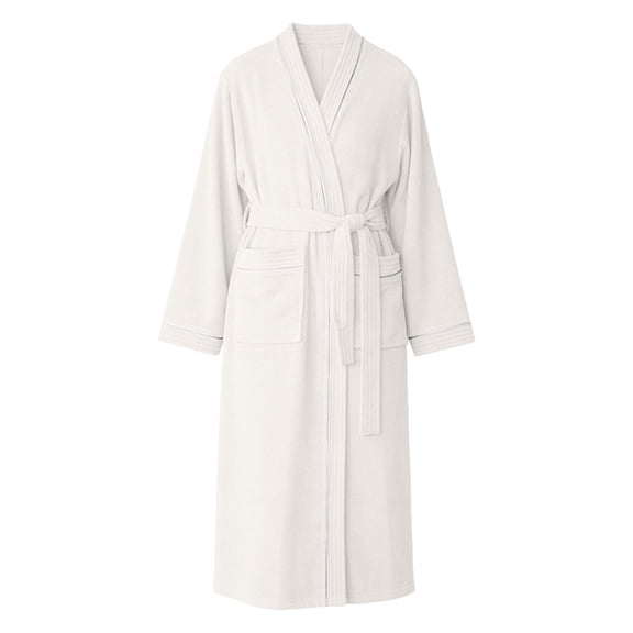 Hugcore Soft Robes for Women Ladies Casual Sleepwear Collar Trimmed Waist Tie Long Robe Comfortable Daily Loungewear for Home Use Bathrobe for Women White M