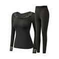thumbnail image 1 of Hugcore Thermal Underwear for Women Elastic Thermal inner Wear Women's Thin Thermal Underwear Set High Elastic Long Base Layer Womens Thermal Set, Black, L, 1 of 9