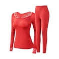 thumbnail image 1 of Hugcore Thermal Underwear for Women Elastic Thermal inner Wear Women's Thin Thermal Underwear Set High Elastic Long Base Layer Womens Thermal Set, Red, XL, 1 of 9